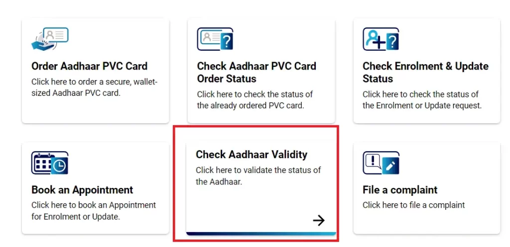 aadhar card validity check
